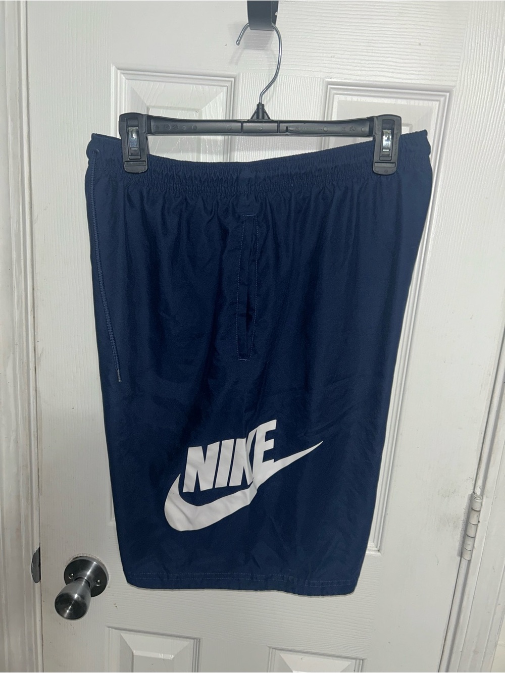 Nike Dark Blue Athletic Shorts with White Swoosh